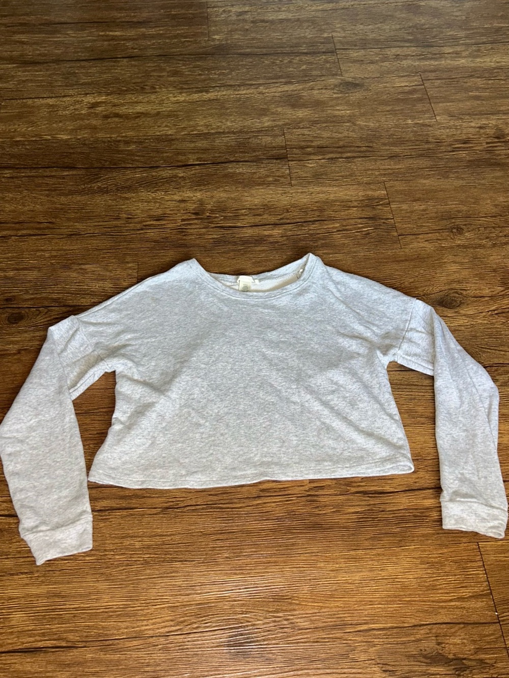 Bozzolo Light Gray Long-Sleeve Crop Top